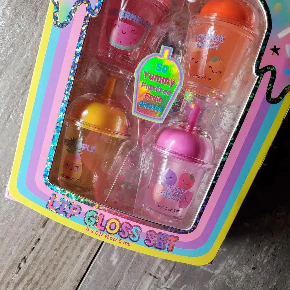 NWT Danbar Global Rainbow Sherbert Lip Gloss Set Non Toxic Fruit Flavored